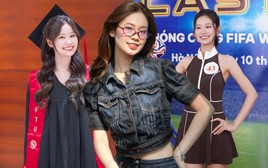 Vẻ đẹp nũng nịu của gái xinh Nóng Cùng World Cup: Là top 10 Miss World Vietnam, tốt nghiệp bằng Giỏi Đại học Ngoại thương