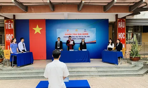 Bình Dương: Hội đồng đội Trung ương tổ chức phiên toà giả định "Phòng chống ma tuý và tác hại thuốc lá điện tử"