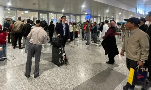 Biển người chờ đón thân nhân ở sân bay Nội Bài những ngày cận Tết Bính Ngọ