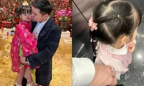 Hết nghỉ lễ, Chủ tịch Hà Nội FC trở lại nhịp "bố bỉm", đưa ái nữ nhà Đỗ Mỹ Linh đi học sớm