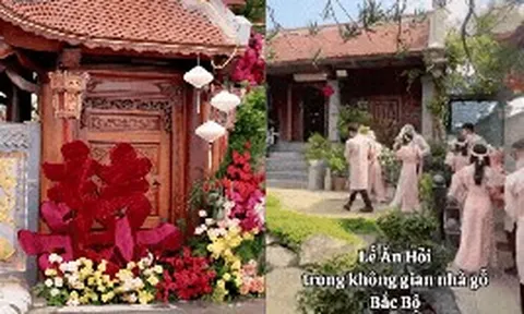 Chẳng cần vàng đeo trĩu cổ hay sổ đỏ trao tay, đám cưới này vẫn toát ra khí chất "hào môn" gia phong quyền quý