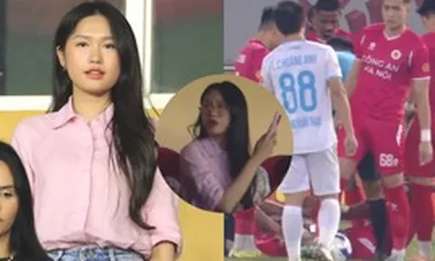 Doãn Hải My mặc đơn giản vẫn xinh xuất sắc nhưng chợt biển sắc khi thấy Văn Hậu chấn thương