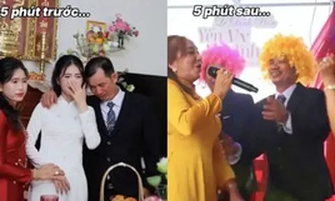 Clip bố cô dâu vừa mới khóc sụt sùi đã 'quẩy cực sung' gây bão mạng xã hội