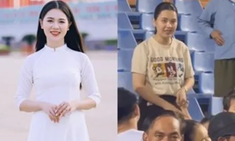 Lộ diện nhan sắc qua "cam thường" của Hoa khôi ĐH Vinh khi ra sân cổ vũ đội trưởng ĐT Việt Nam