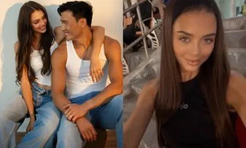 Nhan sắc đời thường sắc sảo của "búp bê sống" Ukraine khi ra sân cổ vũ thủ môn Bùi Tiến Dũng