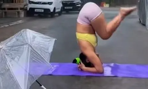 Tập Yoga dưới mưa, đoạn video ngắn của hot girl bất ngờ lan truyền gây tranh cãi
