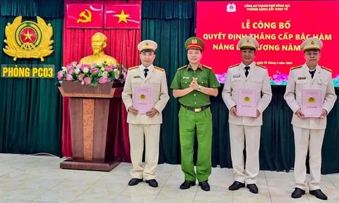 Thăng cấp bậc hàm, nâng bậc lương cho 73 cán bộ, chiến sĩ Công an Đồng Nai