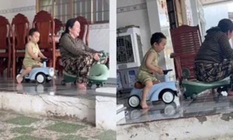 Clip bà ngoại đua xe 3 bánh cùng 'khối nghỉ hè' khiến dân mạng bật cười