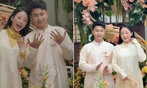 Tiểu thư Hà Tĩnh lên xe hoa “sáng nhất” một vùng: Cô dâu đeo vàng đeo đầy người