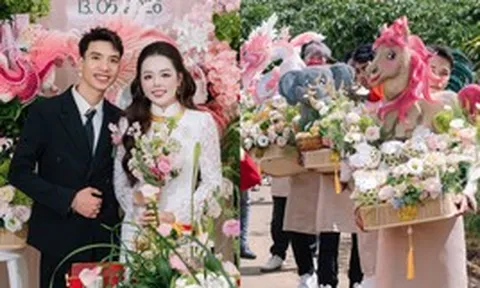 Tráp cưới “voi chín ngà, gà chín cựa, ngựa chín hồng mao” như sính lễ của Sơn Tinh trao Mị Nương xuất hiện ở Bảo Lộc