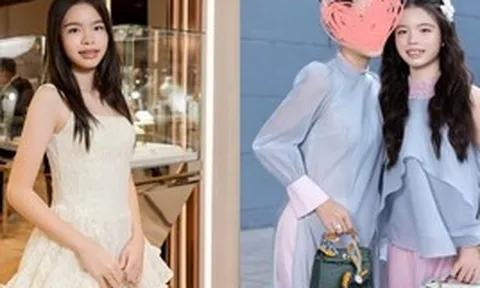 Nhan sắc của con gái cặp sao Việt "88 lượng vàng" gây chú ý trong ngày gia đình mở tiệm kim cương