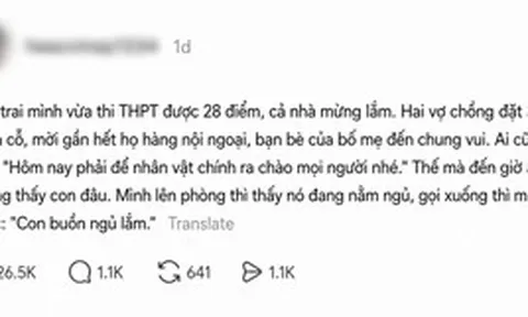"Con học giỏi nhưng lại không biết giao tiếp": Bài đăng của người mẹ sau bữa tiệc mừng con đạt 28 điểm thi tốt nghiệp gây bão mạng