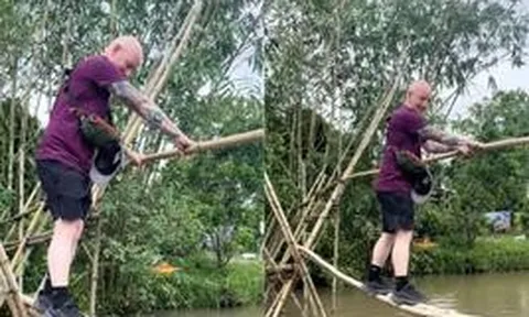 Xem khách Tây đi cầu khỉ miền Tây, dân mạng nín thở vì hồi hộp