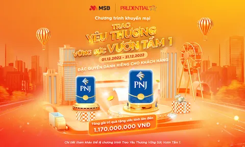 Prudential Việt Nam cùng MSB triển khai chương trình khuyến mại hấp dẫn “Trao Yêu Thương – Vững Sức Vươn Tầm”